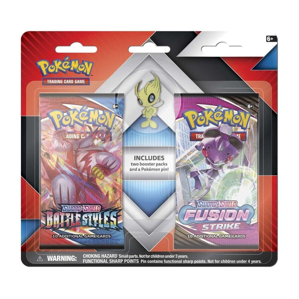 Pokémon TCG: Fusion Strike & Battle Styles 2-Pack Blister with Celebi Collector’s Pin