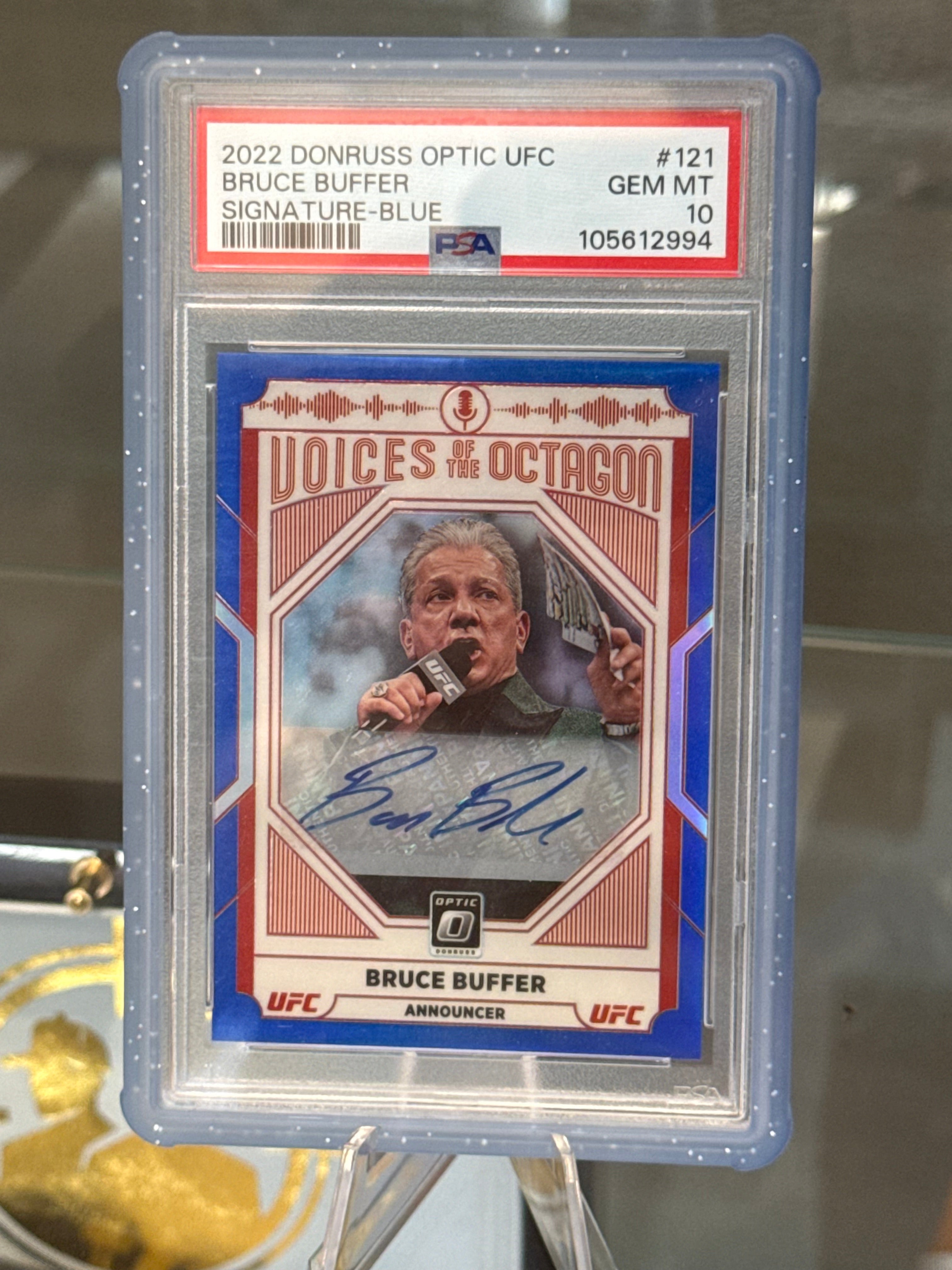 2022 Donruss Optic UFC Bruce Buffer Signature Blue Auto PSA 10