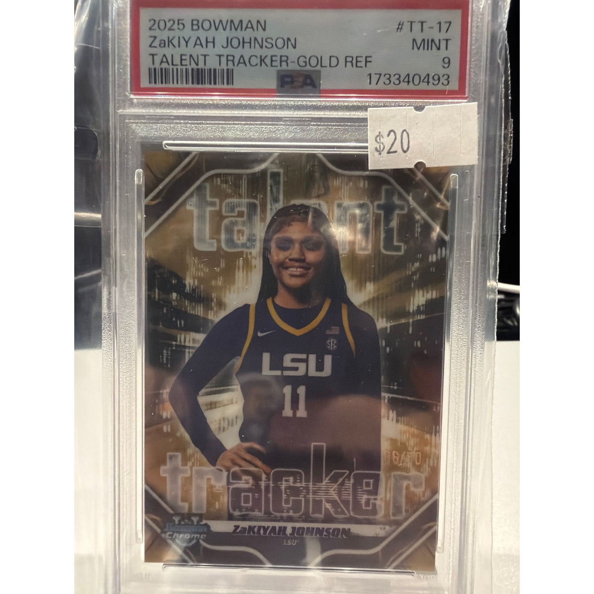 2025 Zakiyah Johnson Talent Tracker gold refractor PSA 9