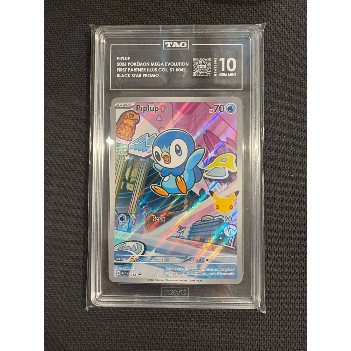 2026 Pokémon Mega Evolution First Partner Illus Col. S1 Black Star Promo Piplup #042 TAG 10