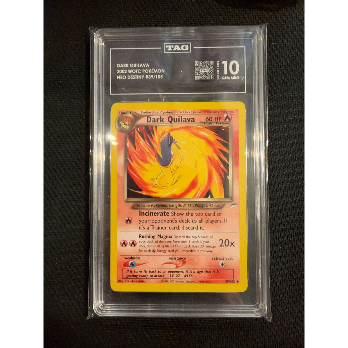 2002 WOTC Pokémon Neo Destiny Dark Quilava #39/105 TAG 10