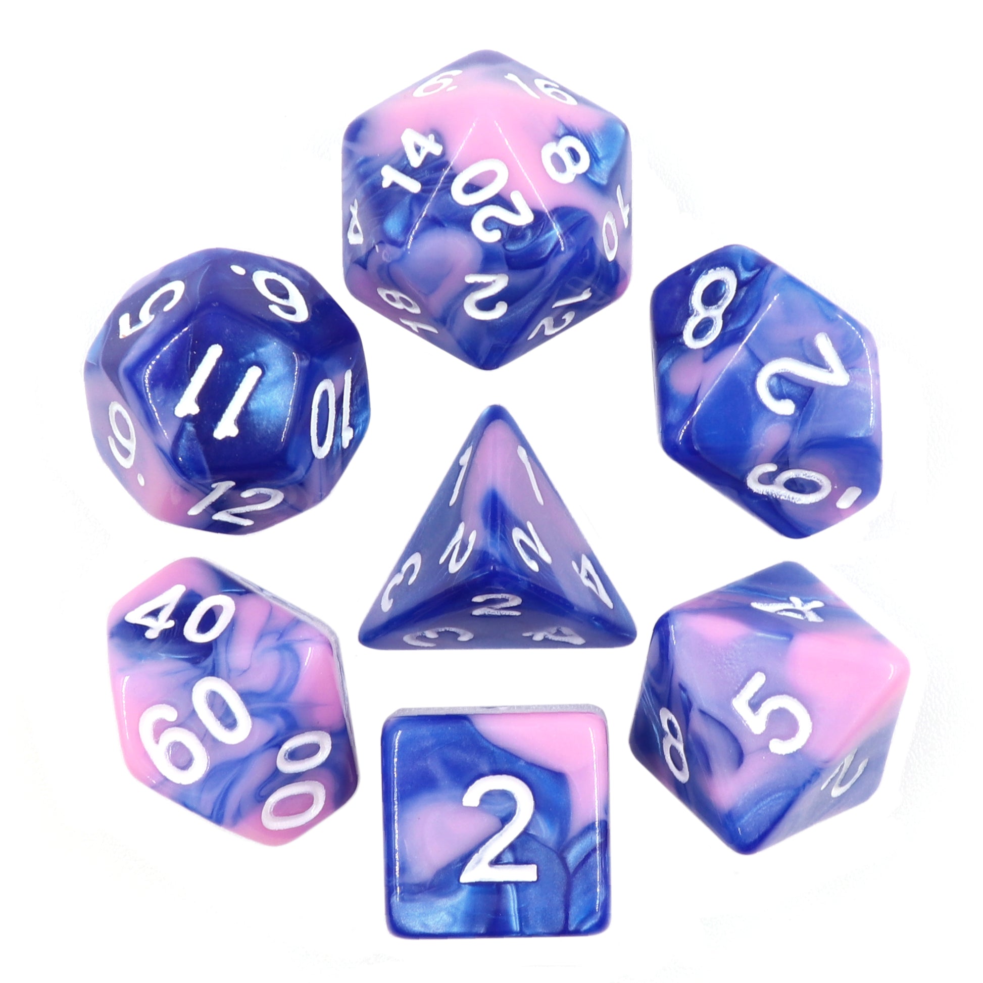 Blue/Pink Polyhedral Dice (7 Count)