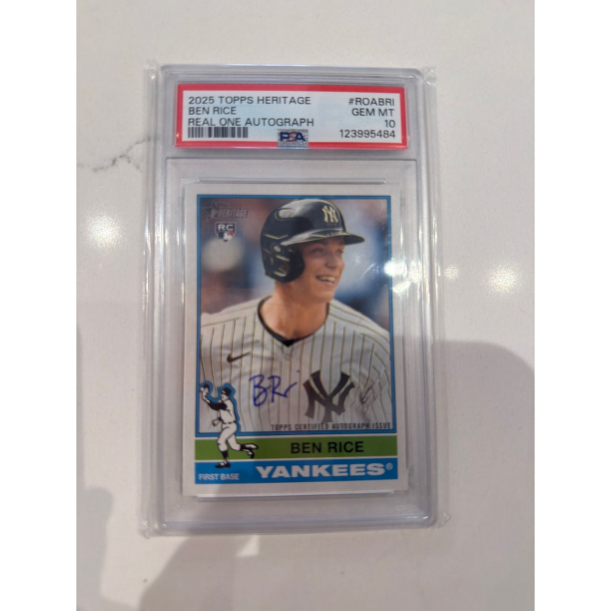 2025 Topps Heritage Ben Rice Real One Autograph #ROABRI PSA 10