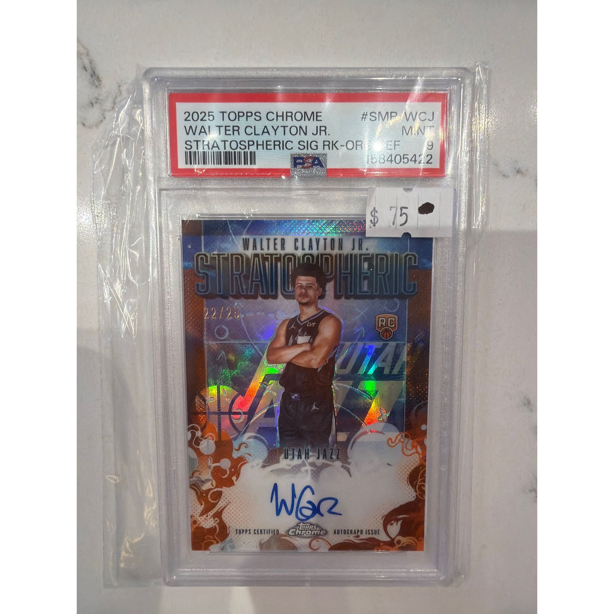 2025 Topps Chrome Stratospheric Sig Rk-Orange Ref Walter Clayton Jr. #SMP-WCJ PSA 9