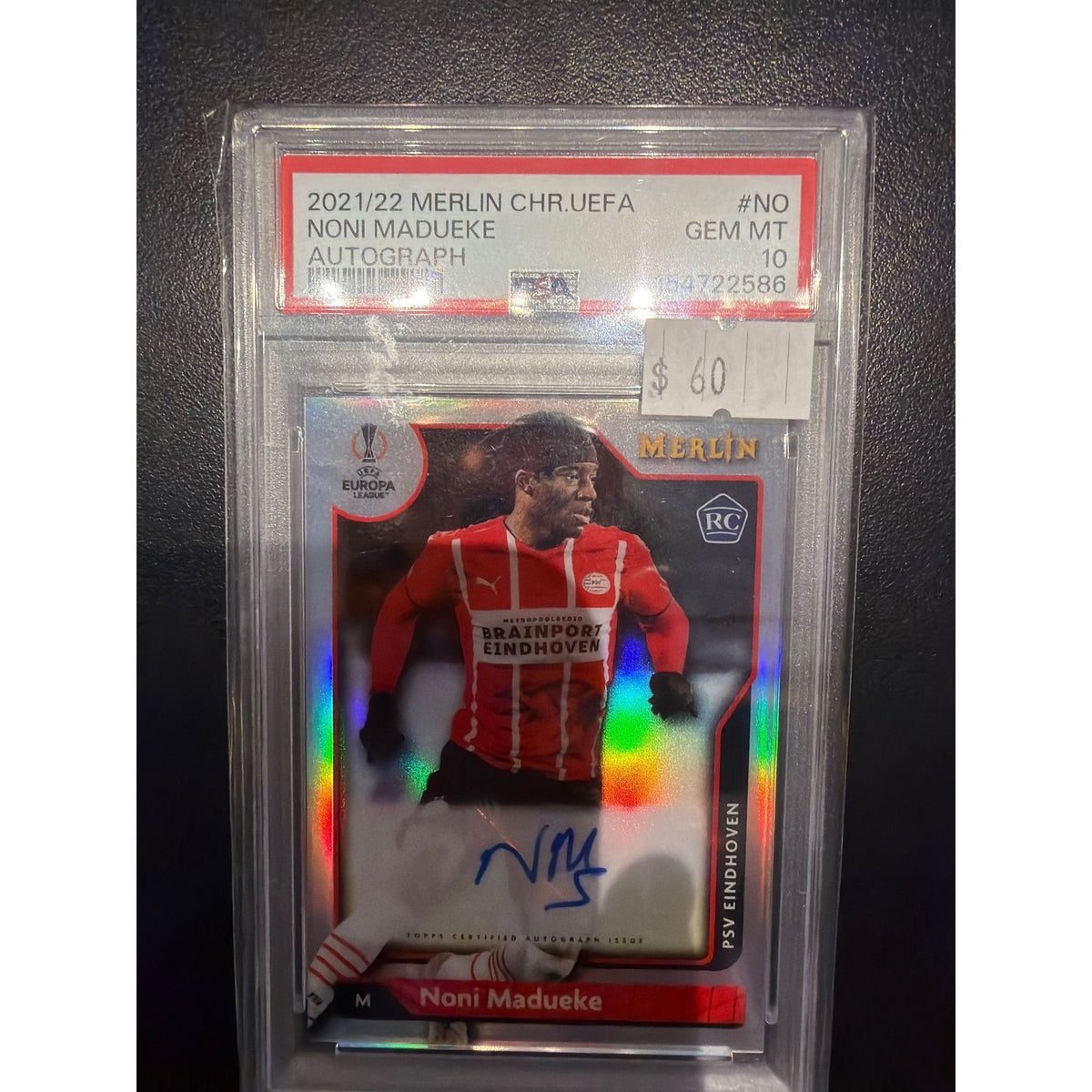 2021 MERLIN CHR.UEFA AUTOGRAPH NONI MADUEKE #NO PSA 10