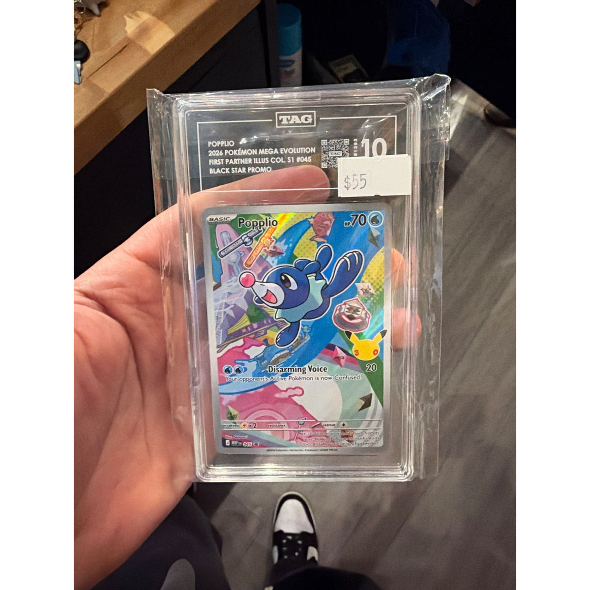 2026 Pokemon Mega Evolution First Partner Illus Col. S1 Black Star Promo Popplio #045 TAG 10