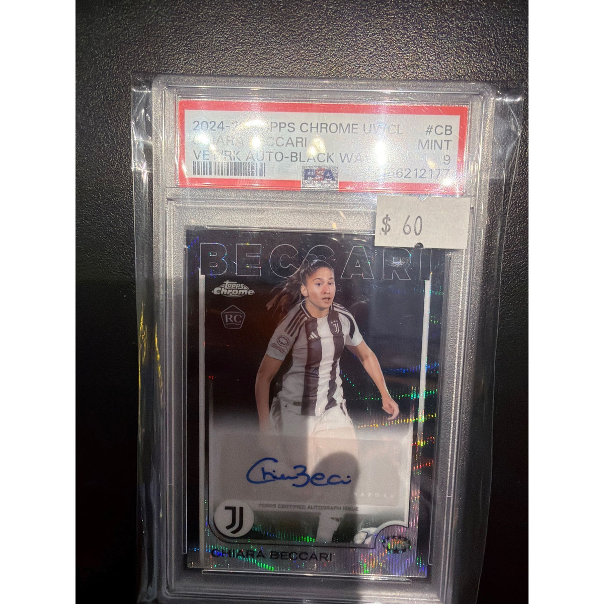 2024 Topps Chrome UEFA Club Competitions Vermarkt Auto-Black Wave Chiara Beccari #CB PSA 9