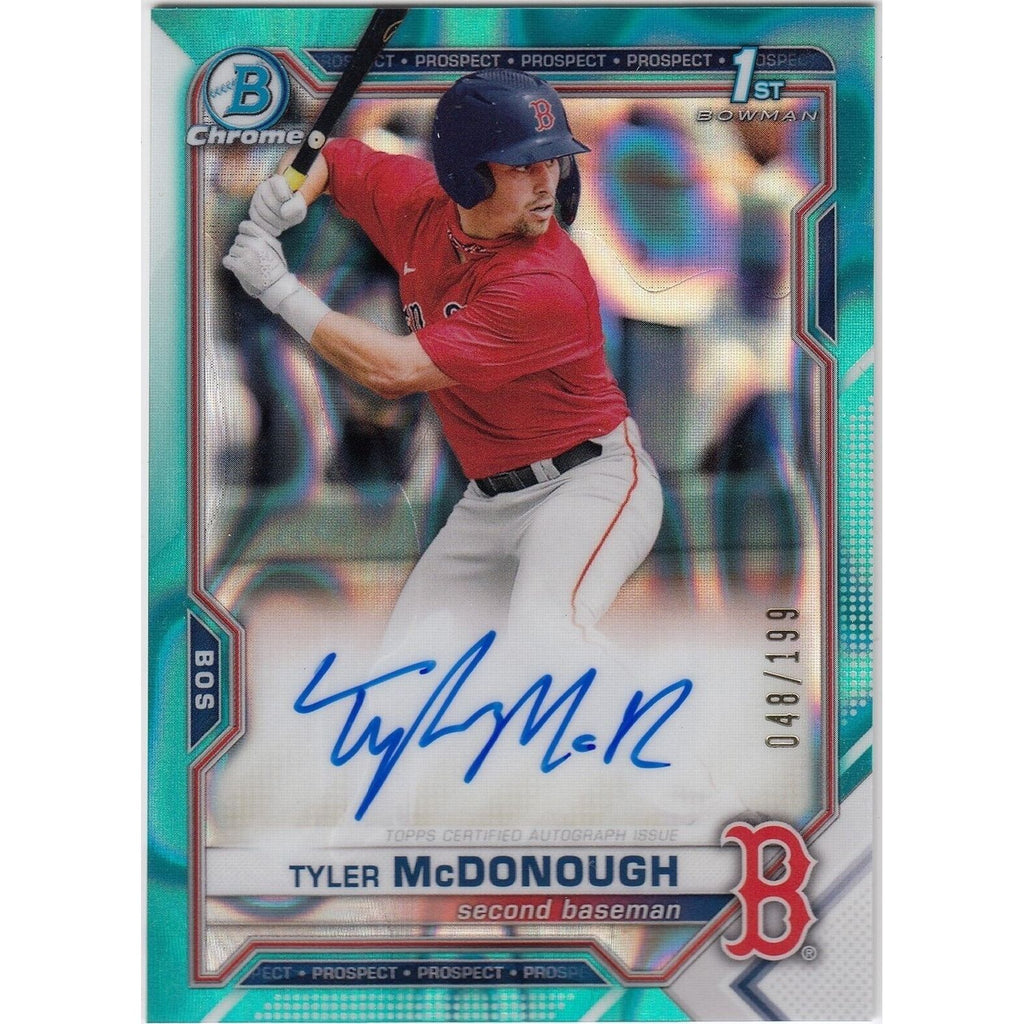 2021 Bowman Draft - Tyler McDonough #CDA-TMC Aqua Lava Refractor #/199 TAG 10