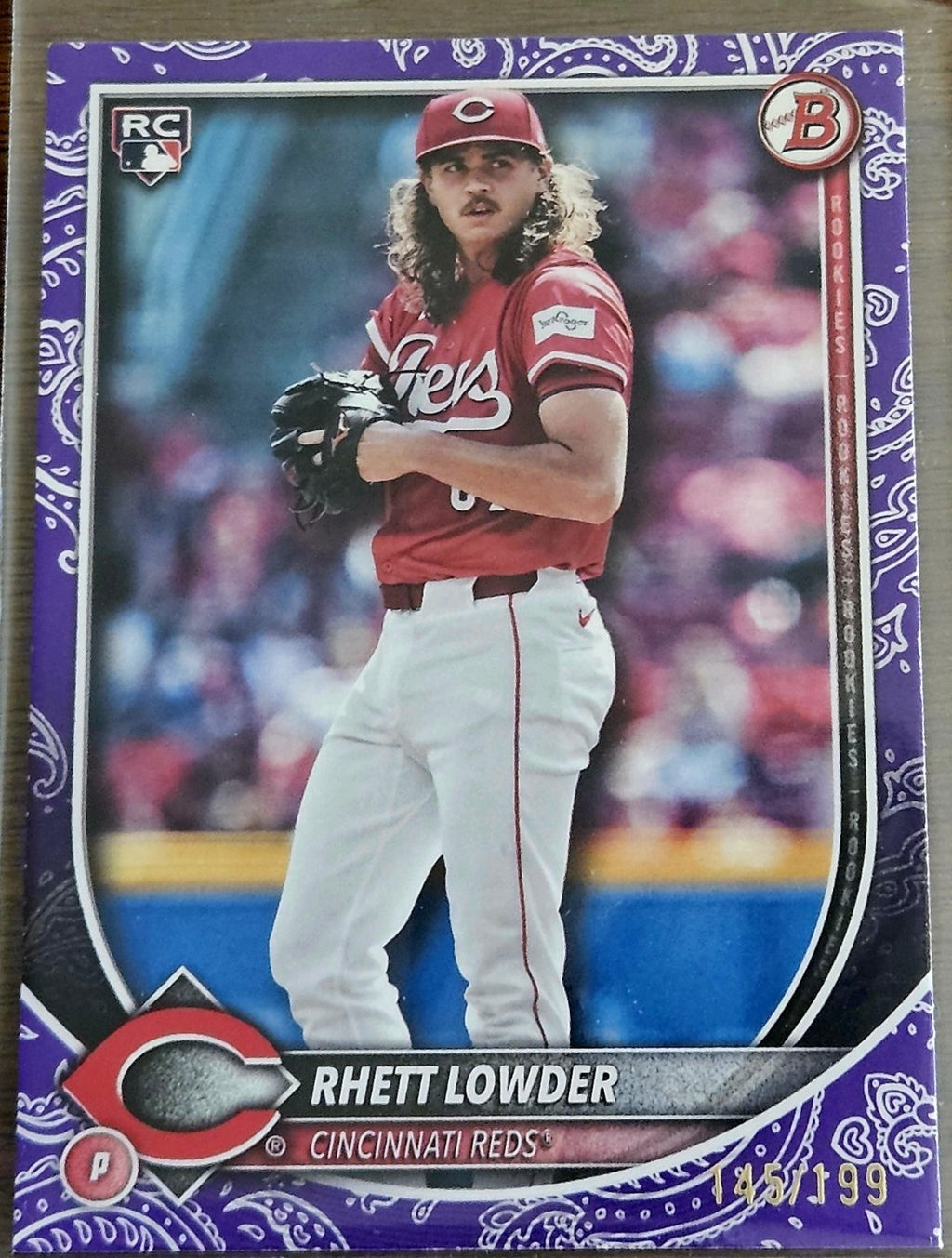 2025 Bowman - Rhett Lowder #6 Purple Pattern /199 (RC)