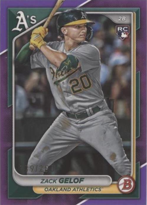 2024 Bowman Chrome #14 Zack Gelof Purple Parallel /250 (RC)