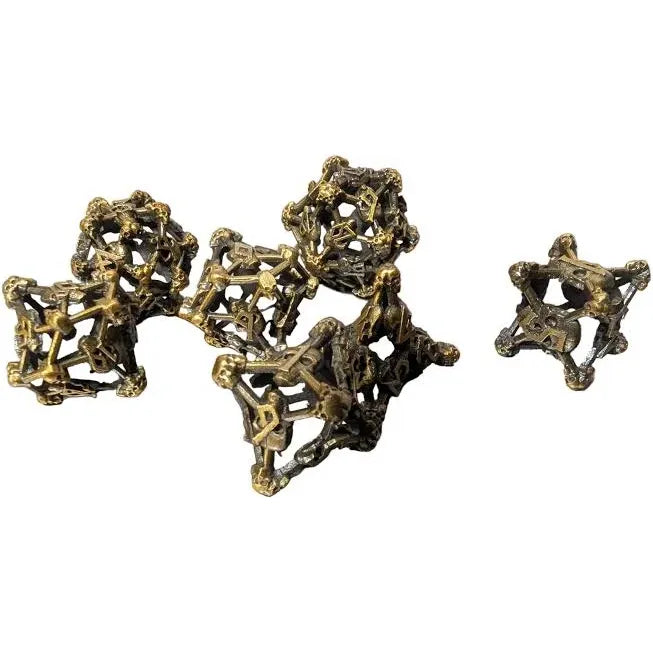 Gold/Hollow/Metal Polyhedral Dice (7 Count)