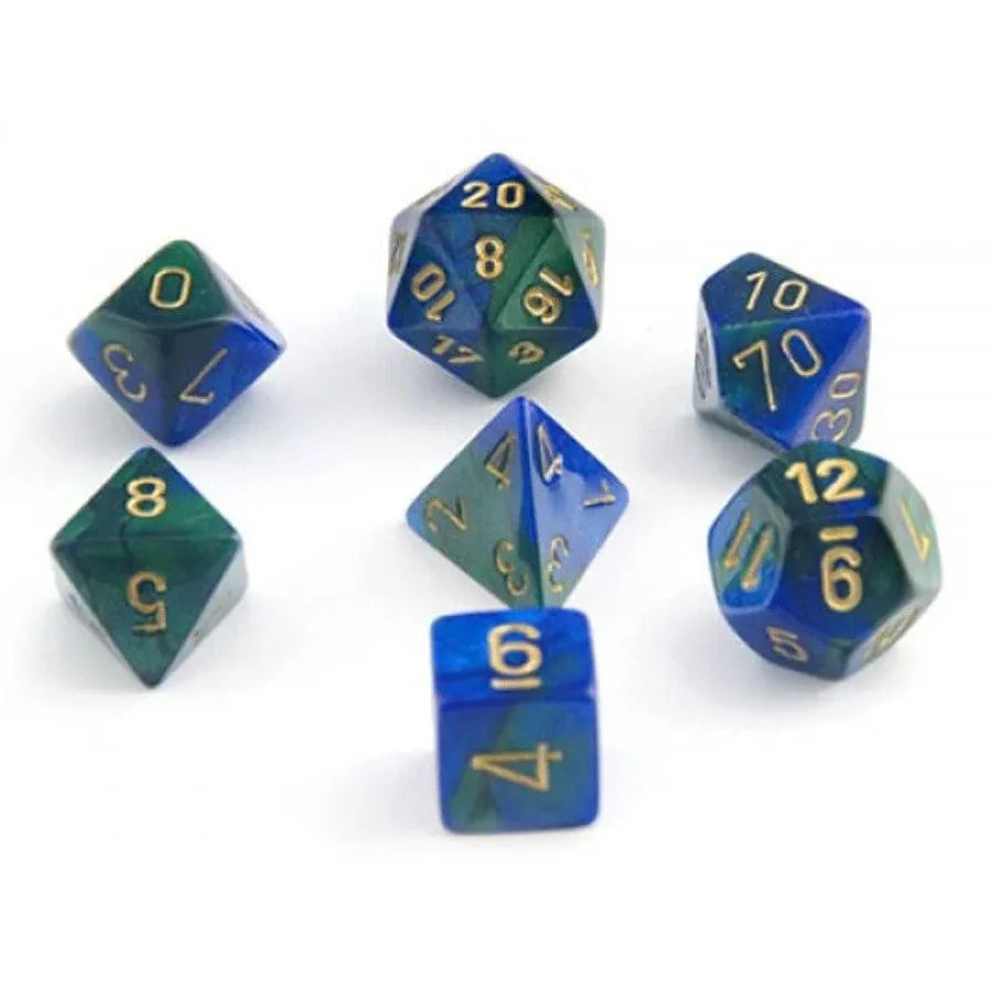 Blue/Green/Gold/Galaxy Resin Polyhedral Dice (7 Count)
