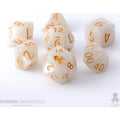 White/Marbled Polyhedral Dice (7 Count)