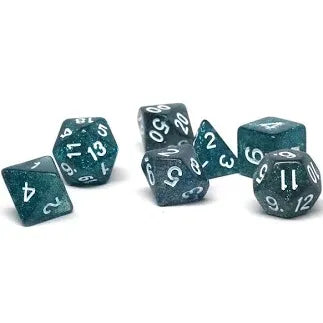 Teal/Glitter Polyhedral Dice (7 Count)