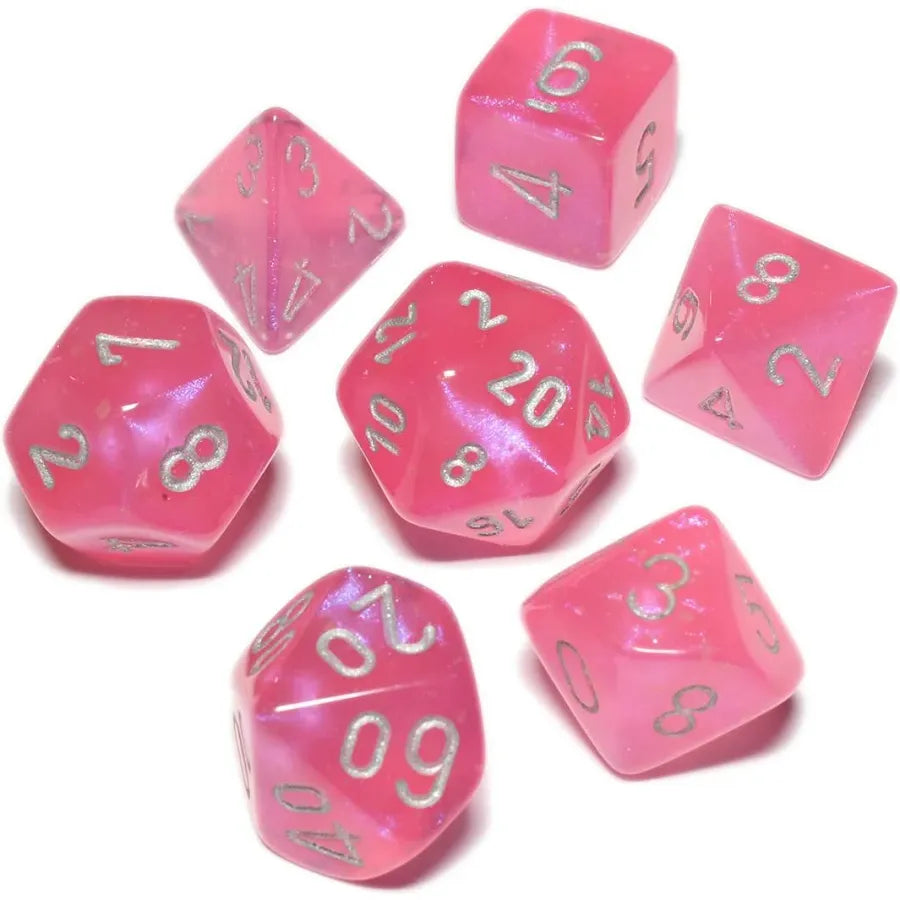 Pink/Metal/Glow Shadow/ Polyhedral Dice (7 Count)
