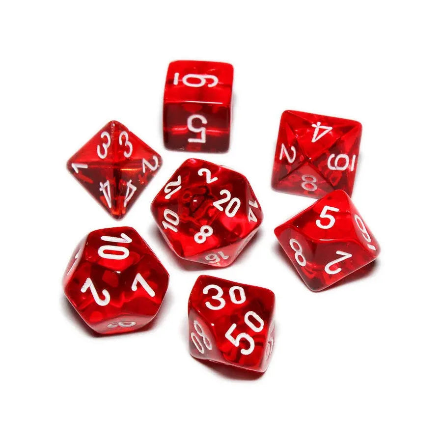 Red Transparent Mini Polyhedral Dice (7 Count)