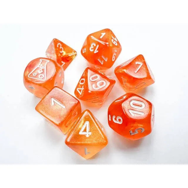 Orange/Demon Eye Polyhedral Dice (7 Count)
