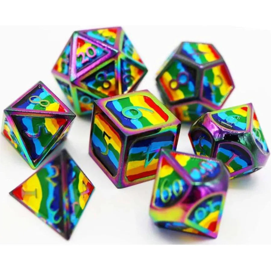 Rainbow/Heavy Metal Polyhedral Dice (7 Count)