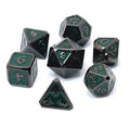 Green/White/Metal Polyhedral Dice (7 Count)