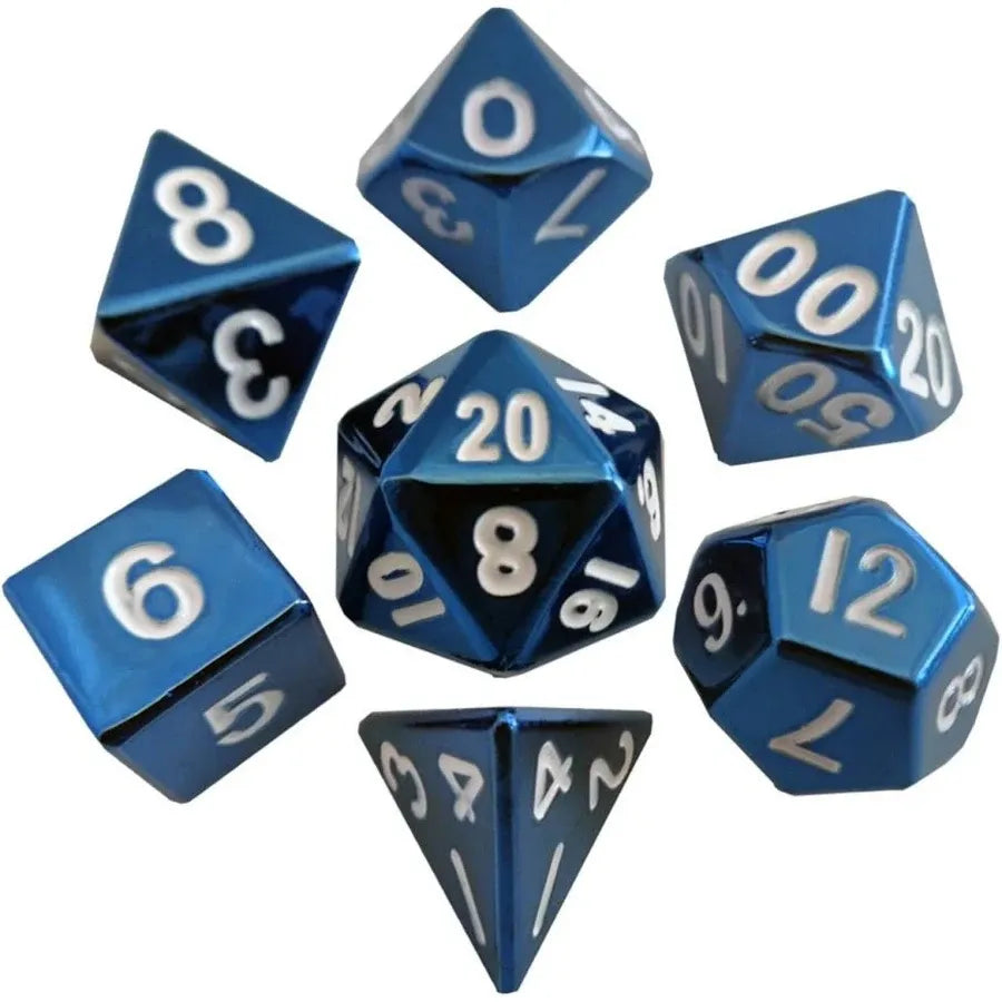 Light Blue/Silver/Shadow/Metal Polyhedral Dice (7 Count)