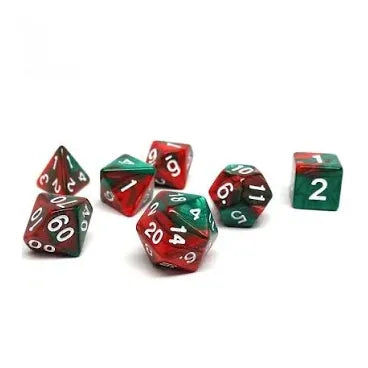 Green/Red Polyhedral Dice (7 Count)