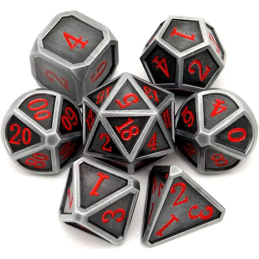 Red/Gunmetal Polyhedral Dice (7 Count)